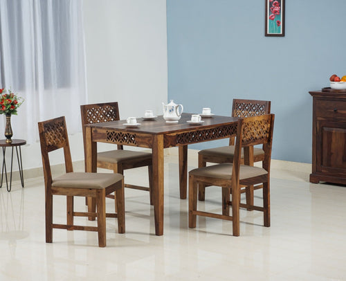 Frankfurt Sheesham Wood Seater Dining Table Set with 4 Chair for Dining Room - Dining Set - Furniselan