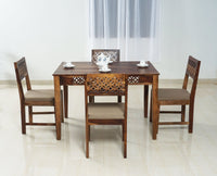 Frankfurt Sheesham Wood Seater Dining Table Set with 4 Chair for Dining Room - Dining Set - Furniselan - Rustic-Teak-Finish