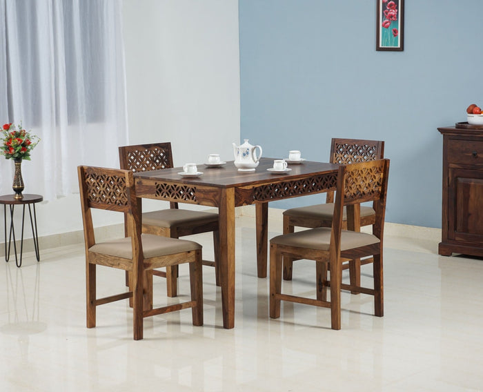 Frankfurt Sheesham Wood Seater Dining Table Set with 4 Chair for Dining Room - Dining Set - Furniselan
