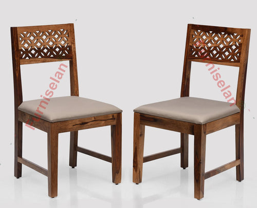 Frankfurt Sheesham Wood Set with Cushion Dining Study Room Set of 2 - Wooden Chairs - Furniselan