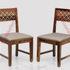 Frankfurt Sheesham Wood Set with Cushion Dining Study Room Set of 2 - Wooden Chairs - Furniselan - Rustic-Teak-Finish