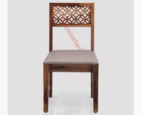 Frankfurt Sheesham Wood Set with Cushion Dining Study Room Set of 2 - Wooden Chairs - Furniselan - Rustic-Teak-Finish