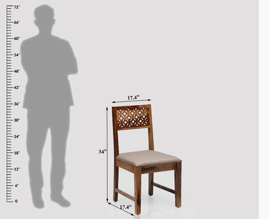 Frankfurt Sheesham Wood Set with Cushion Dining Study Room Set of 2 - Wooden Chairs - Furniselan - Rustic-Teak-Finish