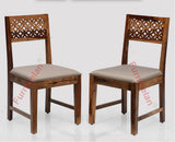 Frankfurt Sheesham Wood Set with Cushion Dining Study Room Set of 2 - Wooden Chairs - Furniselan - Rustic-Teak-Finish