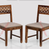 Frankfurt Sheesham Wood Set with Cushion Dining Study Room Set of 2 - Wooden Chairs - Furniselan - Rustic-Teak-Finish