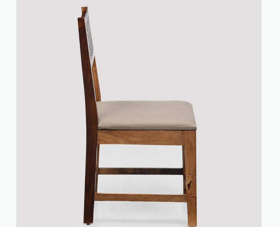 Frankfurt Sheesham Wood Set with Cushion Dining Study Room Set of 2 - Wooden Chairs - Furniselan - Rustic-Teak-Finish