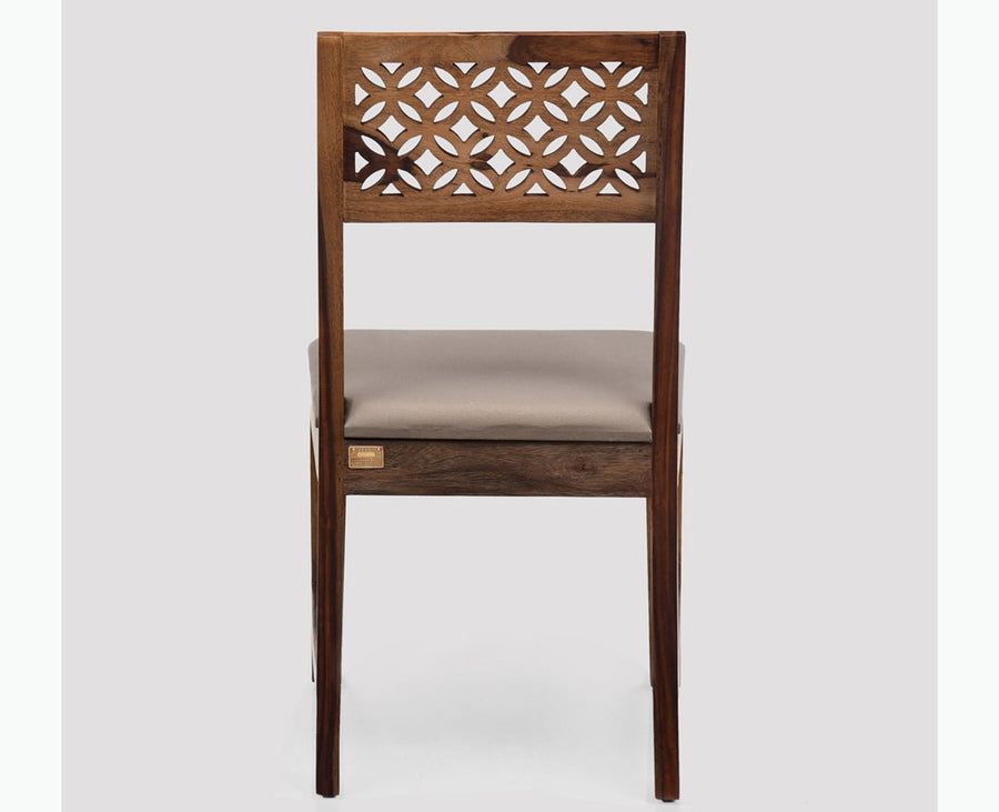 Frankfurt Sheesham Wood Set with Cushion Dining Study Room Set of 2 - Wooden Chairs - Furniselan - Rustic-Teak-Finish