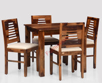 Freetown Sheesham Wood 4 Seater Dining Table Set with 4 Chair for Dining Room - Dining Set - Furniselan - Rustic-Teak-Finish