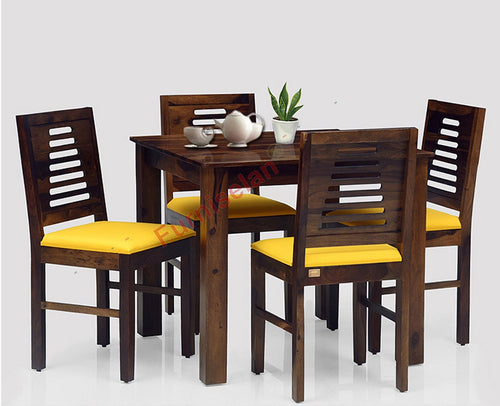 Freetown Sheesham Wood 4 Seater Dining Table Set with 4 Chair for Dining Room - Dining Set - Furniselan