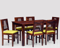 Freetown Sheesham Wood 6 Seater Dining Table Set with 6 Chair for Dining Room - Dining Set - Furniselan - Maple-Finish