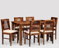 Freetown Sheesham Wood 6 Seater Dining Table Set with 6 Chair for Dining Room - Dining Set - Furniselan - Rustic-Teak-Finish