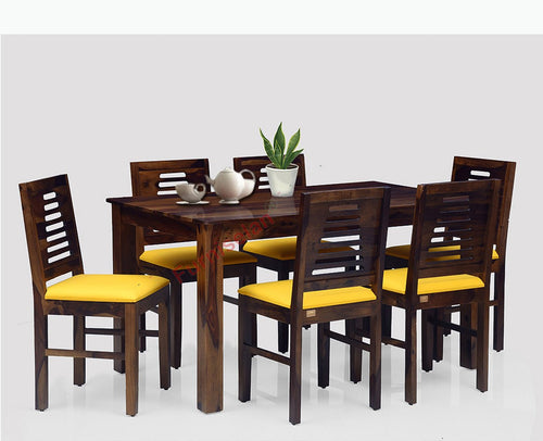 Freetown Sheesham Wood 6 Seater Dining Table Set with 6 Chair for Dining Room - Dining Set - Furniselan