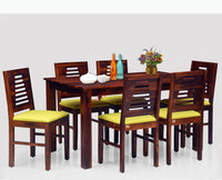 Freetown Sheesham Wood 6 Seater Dining Table Set with 6 Chair for Dining Room - Dining Set - Furniselan - Maple-Finish