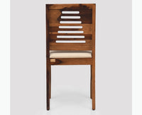 Freetown Sheesham Wood Multipurpose Dining Chair Set of Two with Cushion - Wooden Chairs - Furniselan - Rustic-Teak-Finish