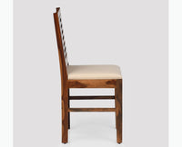 Freetown Sheesham Wood Multipurpose Dining Chair Set of Two with Cushion - Wooden Chairs - Furniselan - Rustic-Teak-Finish