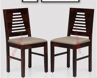 Freetown Sheesham Wood Multipurpose Dining Chair Set of Two with Cushion - Wooden Chairs - Furniselan - Rosewood-Fine-Finish
