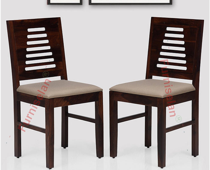 Freetown Sheesham Wood Multipurpose Dining Chair Set of Two with Cushion - Wooden Chairs - Furniselan