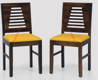 Freetown Sheesham Wood Multipurpose Dining Chair Set of Two with Cushion - Wooden Chairs - Furniselan - Teak-Finish