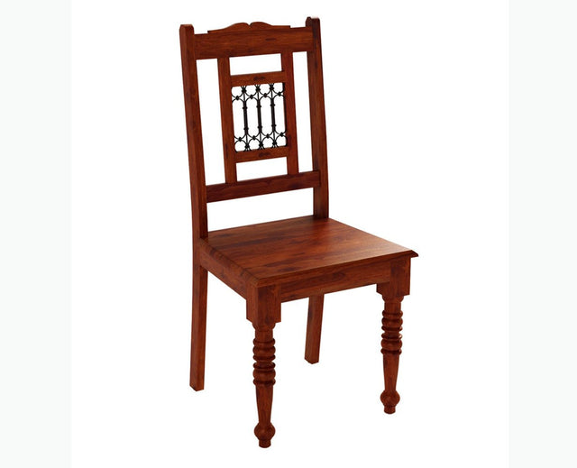 Gaza Sheesham Wood Study Dining Chair Set of Two - Wooden Chairs - Furniselan - Maple-Finish