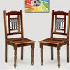 Gaza Sheesham Wood Study Dining Chair Set of Two - Wooden Chairs - Furniselan - Teak-Finish