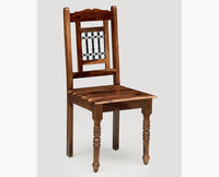 Gaza Sheesham Wood Study Dining Chair Set of Two - Wooden Chairs - Furniselan - Teak-Finish