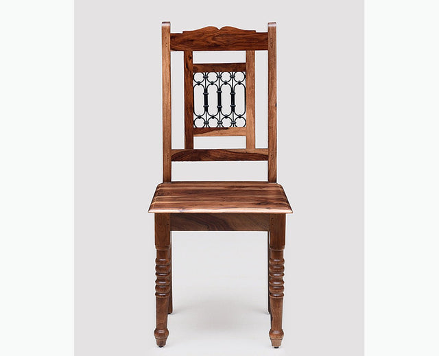 Gaza Sheesham Wood Study Dining Chair Set of Two - Wooden Chairs - Furniselan - Teak-Finish
