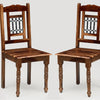 Gaza Sheesham Wood Study Dining Chair Set of Two - Wooden Chairs - Furniselan - Teak-Finish