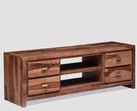Hamburg Solid Wood Four Drawers Tv Cabinet-Rustic Teak Finish - Tv Cabinet - Furniselan-Rustic-Teak-Finish