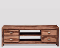 Hamburg Solid Wood Four Drawers Tv Cabinet-Rustic Teak Finish - Tv Cabinet - Furniselan-Rustic-Teak-Finish