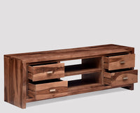 Hamburg Solid Wood Four Drawers Tv Cabinet-Rustic Teak Finish - Tv Cabinet - Furniselan-Rustic-Teak-Finish