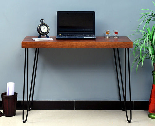 Hanoi Solid Wood Study Table Cum Console Table - Study Table - Furniselan - Maple-Finish
