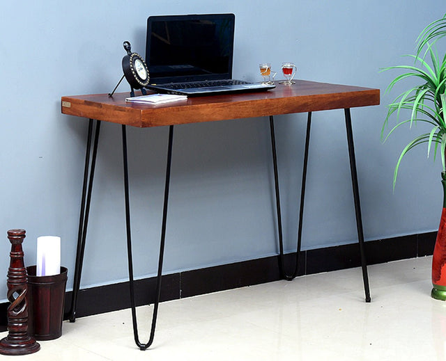 Hanoi Solid Wood Study Table Cum Console Table - Study Table - Furniselan - Maple-Finish