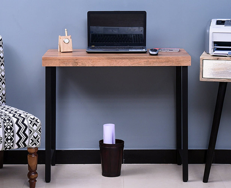 Harare Solid Wood Study Table Cum Console Table - Study Table - Furniselan - Rustic-Teak-Finish