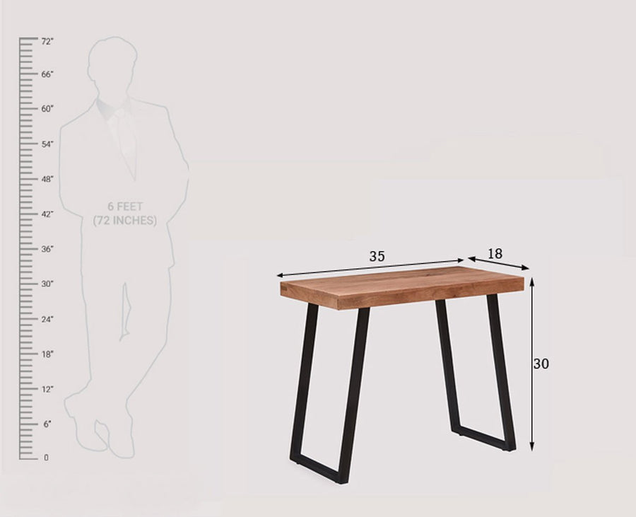 Hargeysa Solid Wood Study Table Cum Console Table - Study Table - Furniselan - Rustic-Teak-Finish