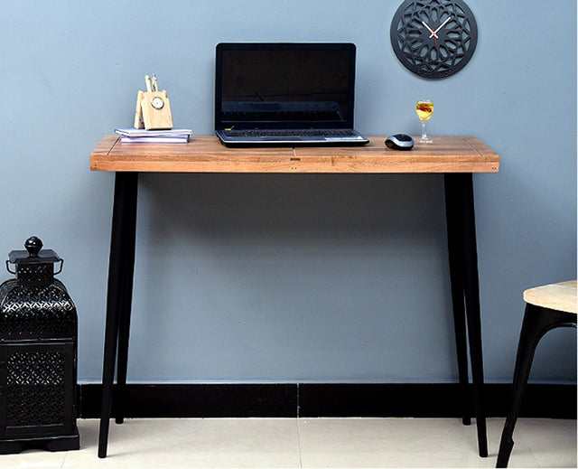 Havana Solid Wood Study Table Cum Console Table - Study Table - Furniselan - Rustic-Teak-Finish