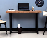Hefei Solid Wood Study Table Cum Console Table - Study Table - Furniselan - Rustic-Teak-Finish