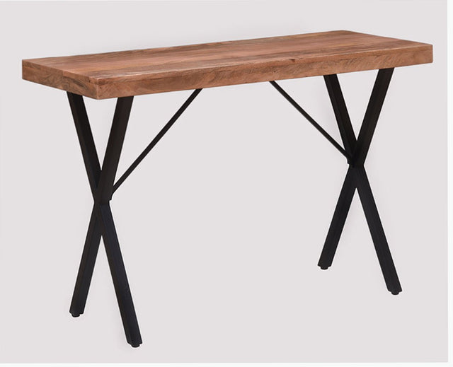 Hermosillo Solid Wood Study Table Cum Console Table - Study Table - Furniselan - Rustic-Teak-Finish