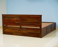 Hong Kong Solid Wood King Size Bed with Box Storage - Furniselan-Maple-Finish