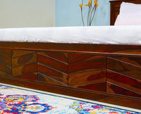 Hong Kong Solid Wood King Size Bed with Box Storage - Furniselan-Maple-Finish