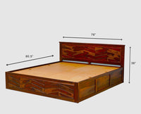 Hong Kong Solid Wood King Size Bed with Box Storage - Furniselan-Maple-Finish