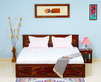 Hong Kong Solid Wood King Size Bed with Box Storage - Furniselan-Maple-Finish