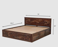 Hong Kong Solid Wood King Size Bed with Box Storage - Furniselan-Grey-Finish
