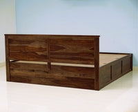 Hong Kong Solid Wood King Size Bed with Box Storage Furniselan-Teak-Finish