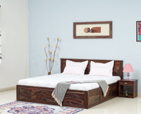 Hong Kong Solid Wood King Size Bed with Box Storage - Furniselan-Grey-Finish