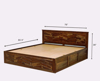 Hong Kong Solid Wood King Size Bed with Box Storage Furniselan-Teak-Finish