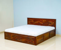 Hong Kong Solid Wood Queen Size Bed with Box Storage - Furniselan-Maple-Finish
