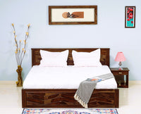 Hong Kong Solid Wood Queen Size Bed with Box Storage - Furniselan-Teak-Finish