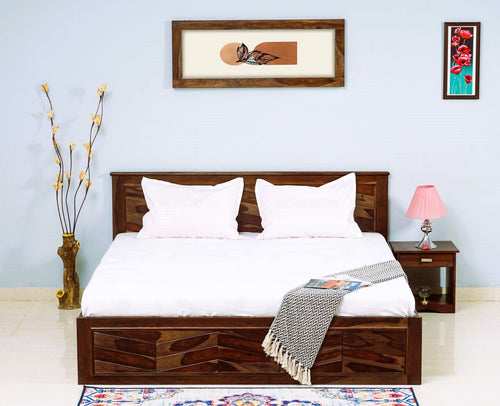 Hong Kong Solid Wood Queen Size Bed with Box Storage - Furniselan