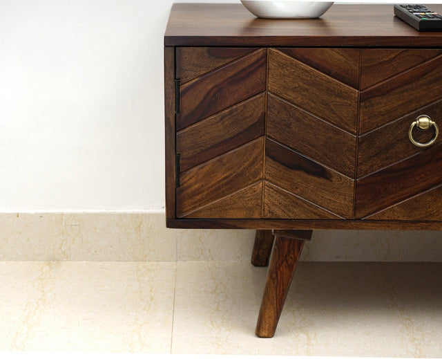 Hong Kong Solid Wood Two Door TV Cabinet - Tv Cabinet - Furniselan-Teak-Finish