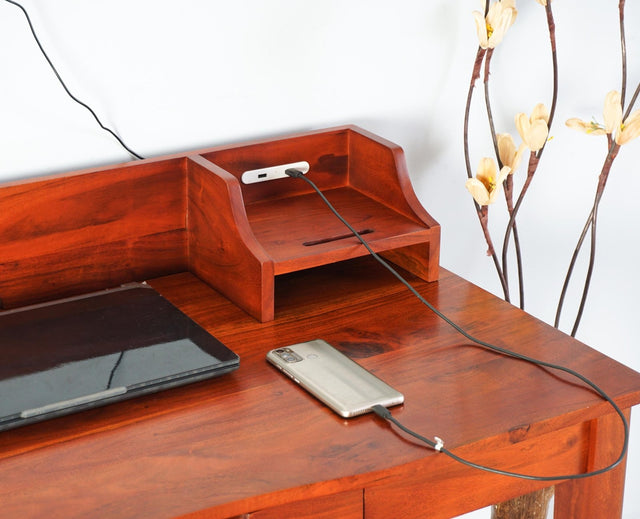 Hyderabad Study Laptop Table With USB Connector - Study Table - Furniselan - Maple-Finish